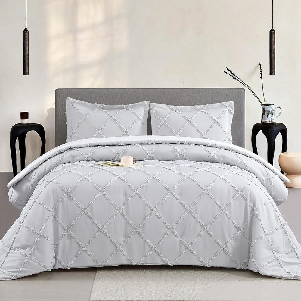 Serenissima Geometrica Ruching Tufted Chenille Embroidery Duvet Cover Quilt Cover Set TECTUM Set