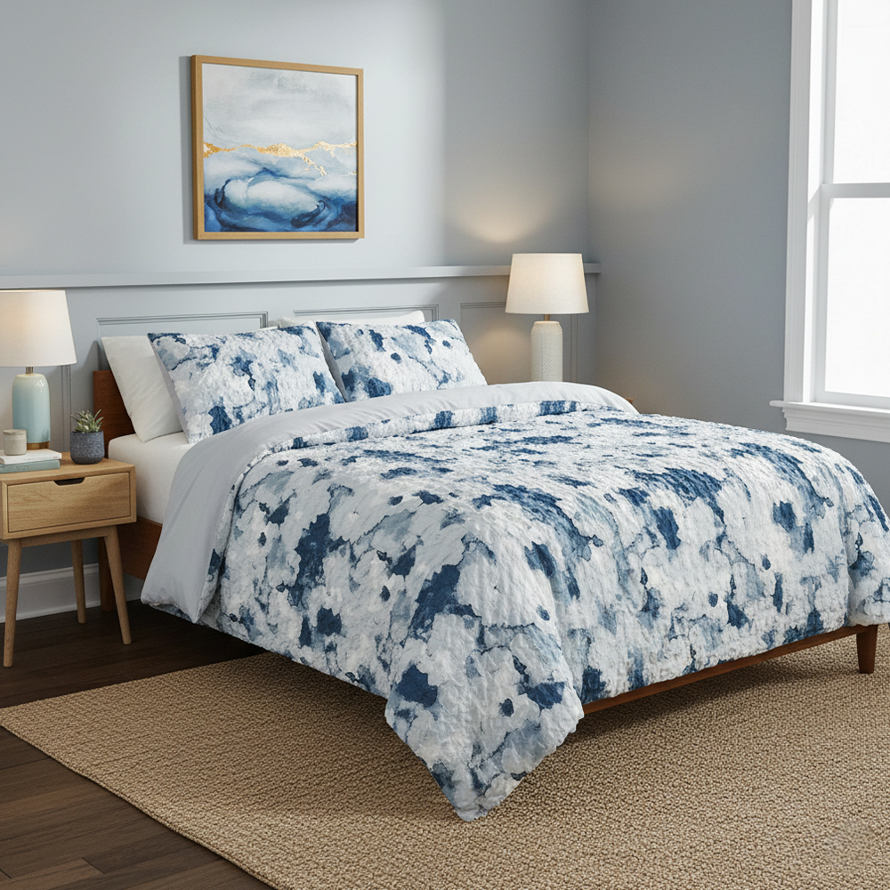 MilahTie-Dye Watercolor Seersucker Duvet Cover Quilt Cover Set stramentorum