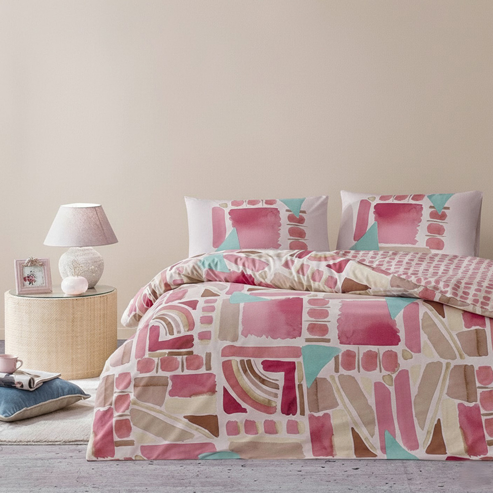 Armando Watercolor Geometric Reversible Print Duvet Cover Quilt