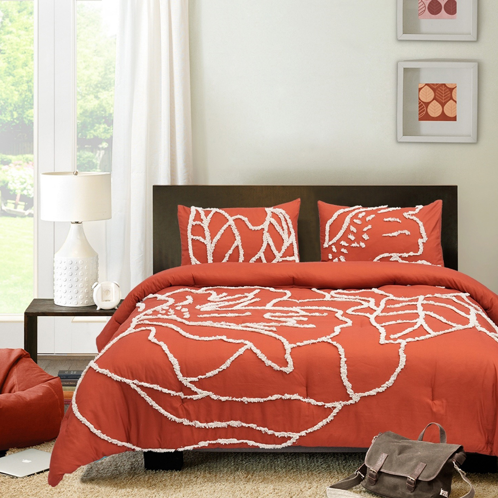 Harper Floral Tufted Chenille Embroidery Duvet Cover Quilt Cover Set TECTUM Set