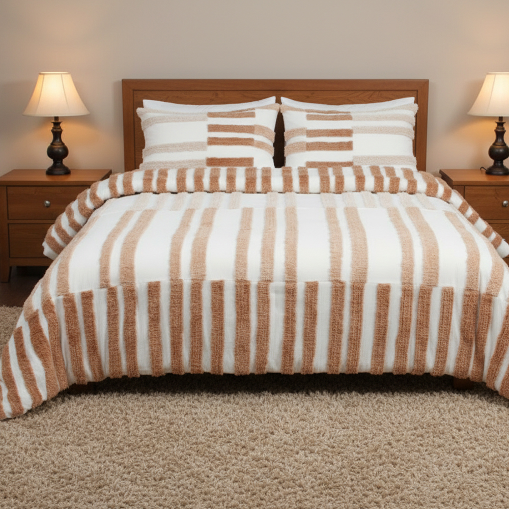 Collette Exue Tufted Chenille Embroidery Duvet Cover Quilt Cover Set stramentorum