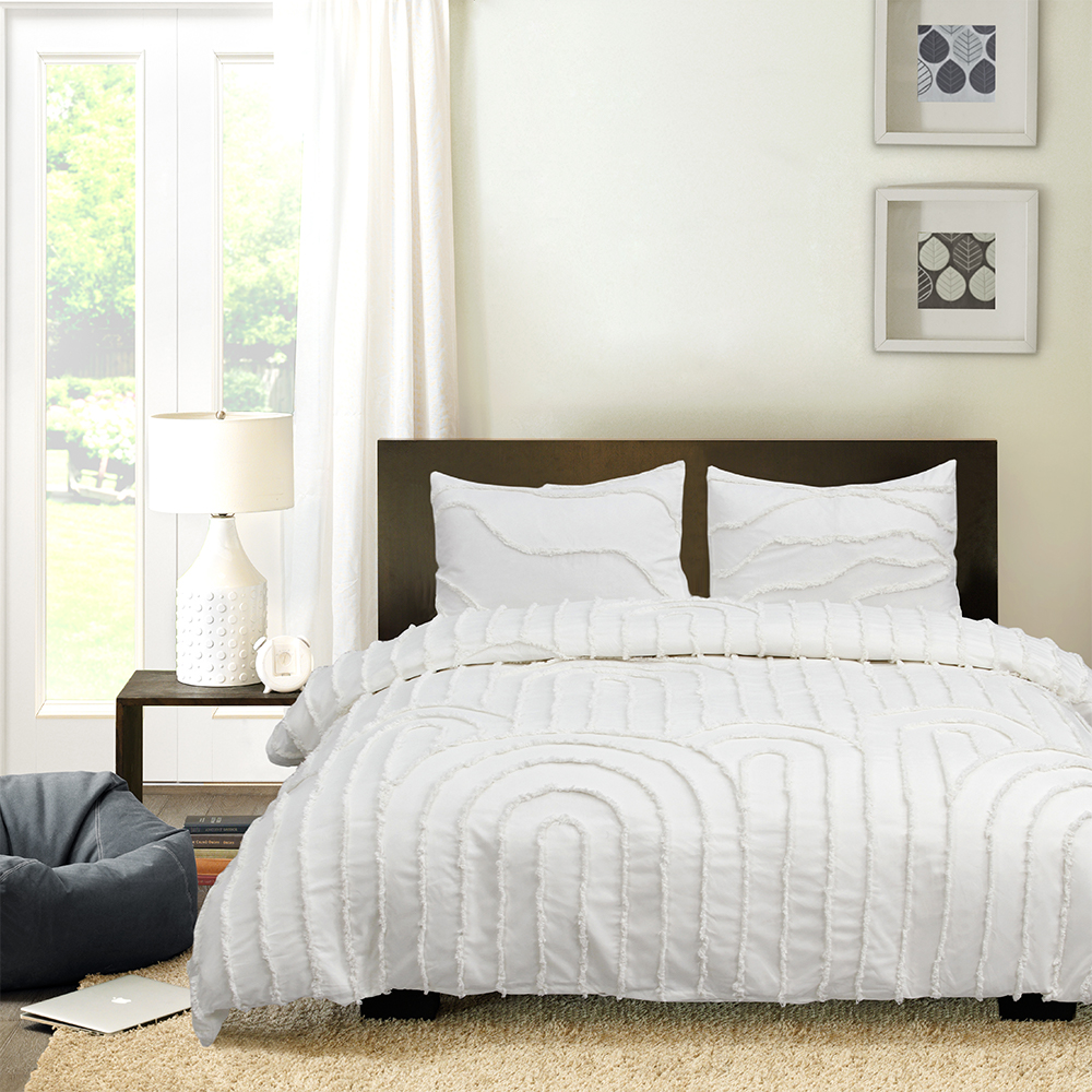 Ava Geometric Arcum Moderni Tufted Chenille Embroidery Duvet Cover Quilt