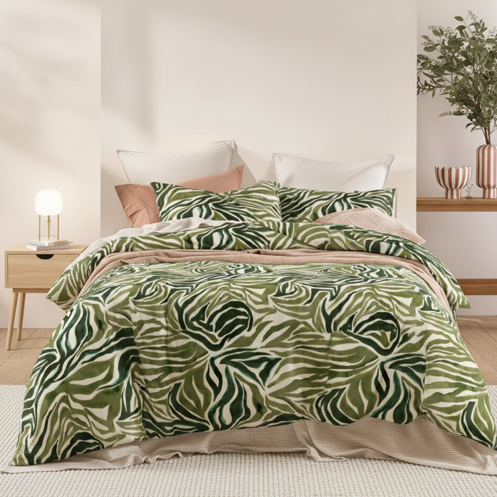 Green Leaf Prints Pure Microfiber Cotton Printed Duvet Cover Quilt