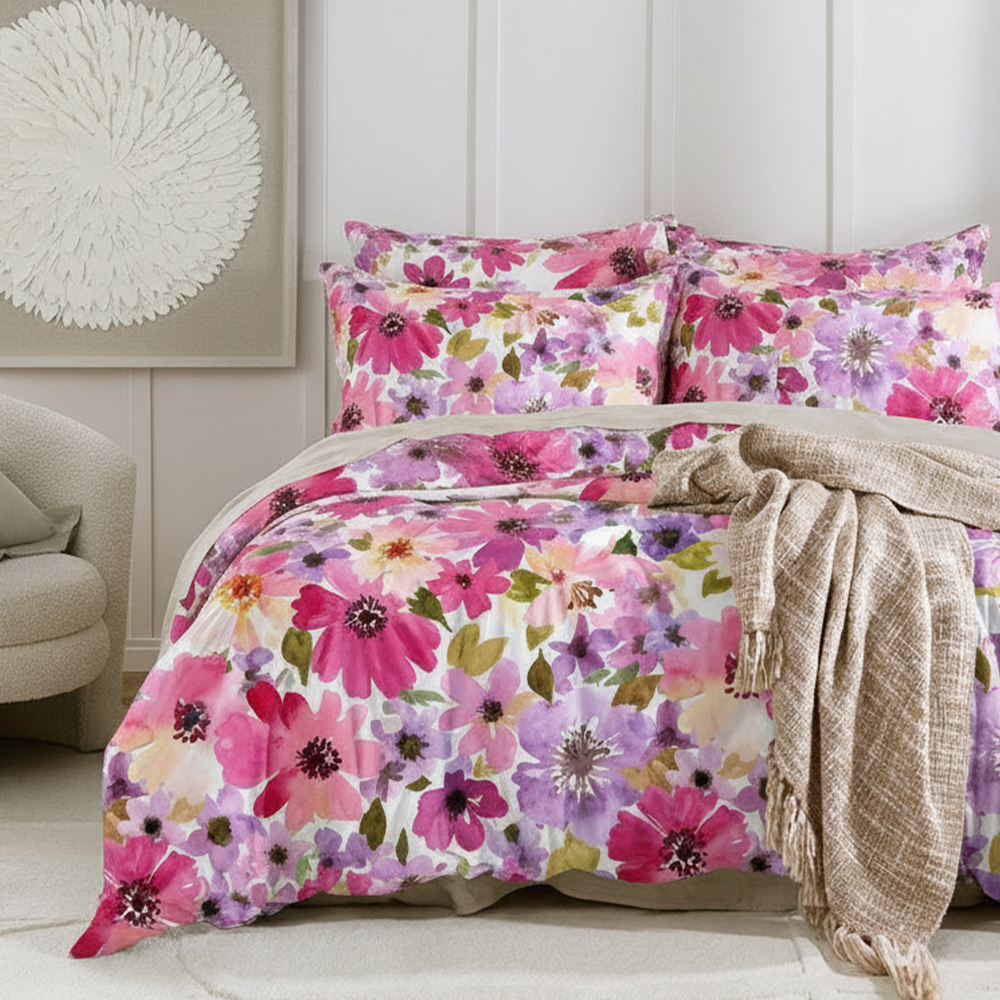 Helensvale Watercolor Botalical Floral Prints Purus Microfiber Cotton Typis Duvet Cover Set Bedding set