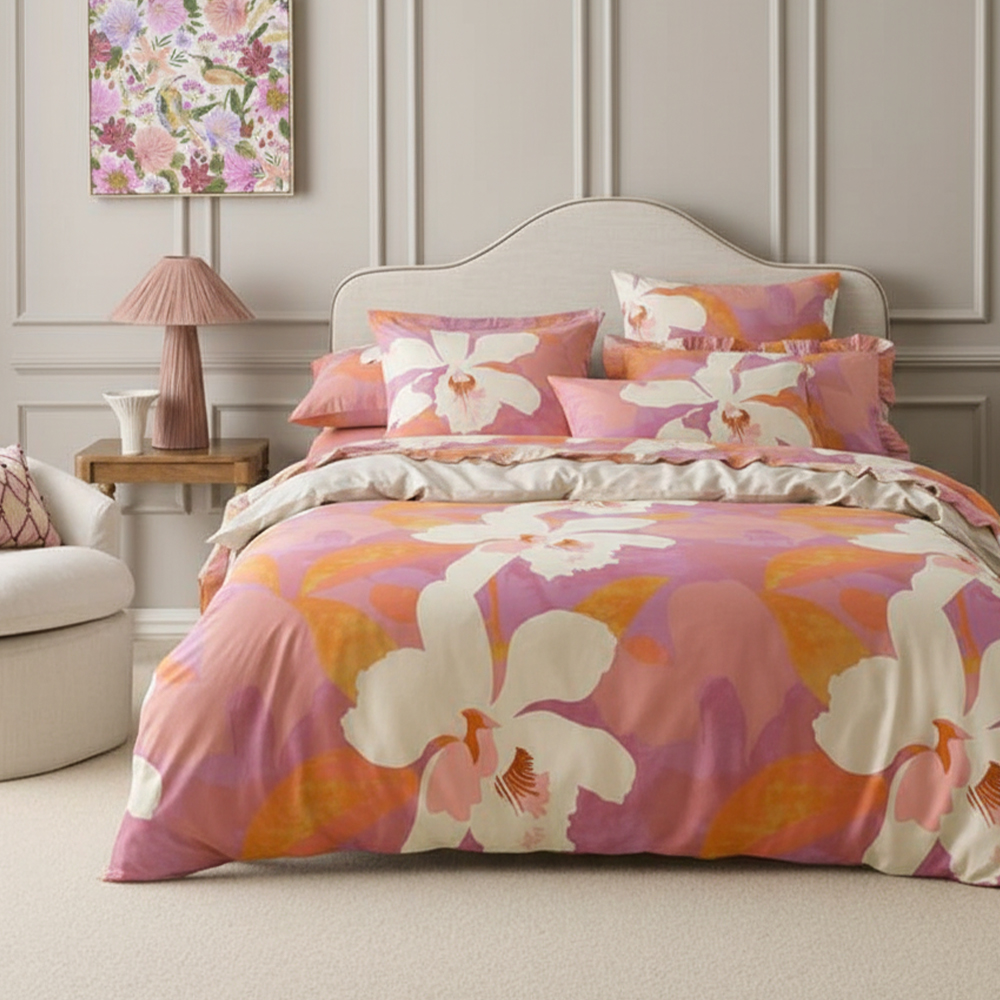 Bianca Typis Floralibus Strip Purus Microfiber Cotton Excudebat Duvet Cover Quilt