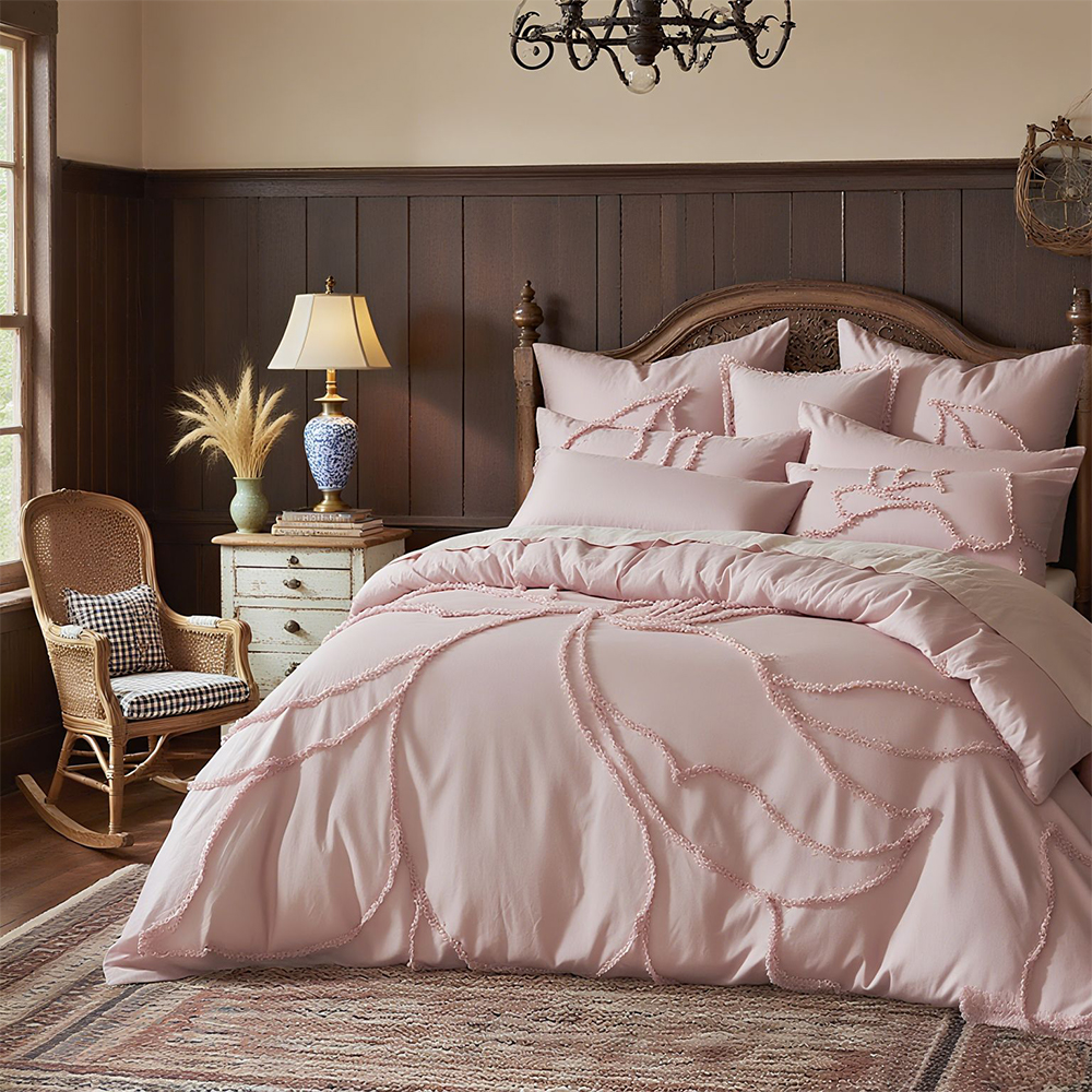 Catalina Botanical Floral Tufted Chenille Embroidery Duvet Cover Quilt Cover Set stramentorum